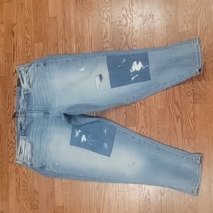 Lane Bryant Low Rise Boyfriend Distressed/patchwork Jeans Size 28